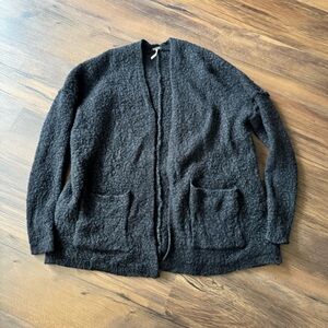 Fee People Open Front Black Wool Blend Cardigan